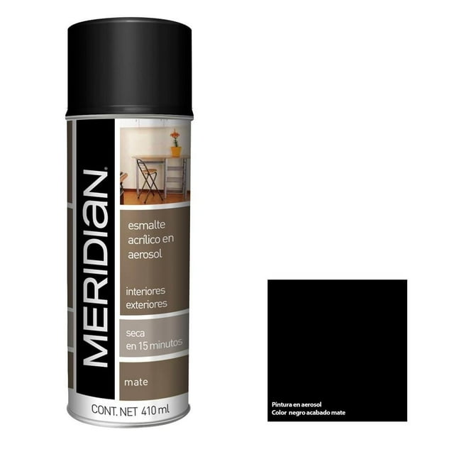 Esmalte Acrílico Meridian en Aerosol Negro Mate 410 ml