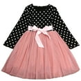 thumbnail image 1 of 1-6T Little Girls Long Sleeves Floral Bow Princess Dress Cotton Linen+Lace Dress, 1 of 10