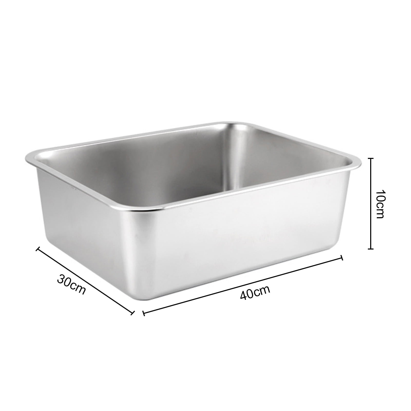 YIFAEUX Rectangle Stainless Steel Cat Litter Box Broken-resistant Low Entry Open Spacious Metal Litter Pan Pet Accessories