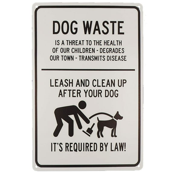 Dog Waste Leash and Clean Up After Your Dog Tin Signs Outdoor Park Yard Signs Vintage Iron Painting House Cafe Sign Industrial Warning Signs Metal Gift Size 8 X 12