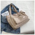 thumbnail image 1 of Bolso de mano personalizado de gran capacidad de Guangzhou, bolso de mano de viaje para estudiantes universitarios de cuero PU de lona suave de alta calidad duplicado superior, 1 of 4