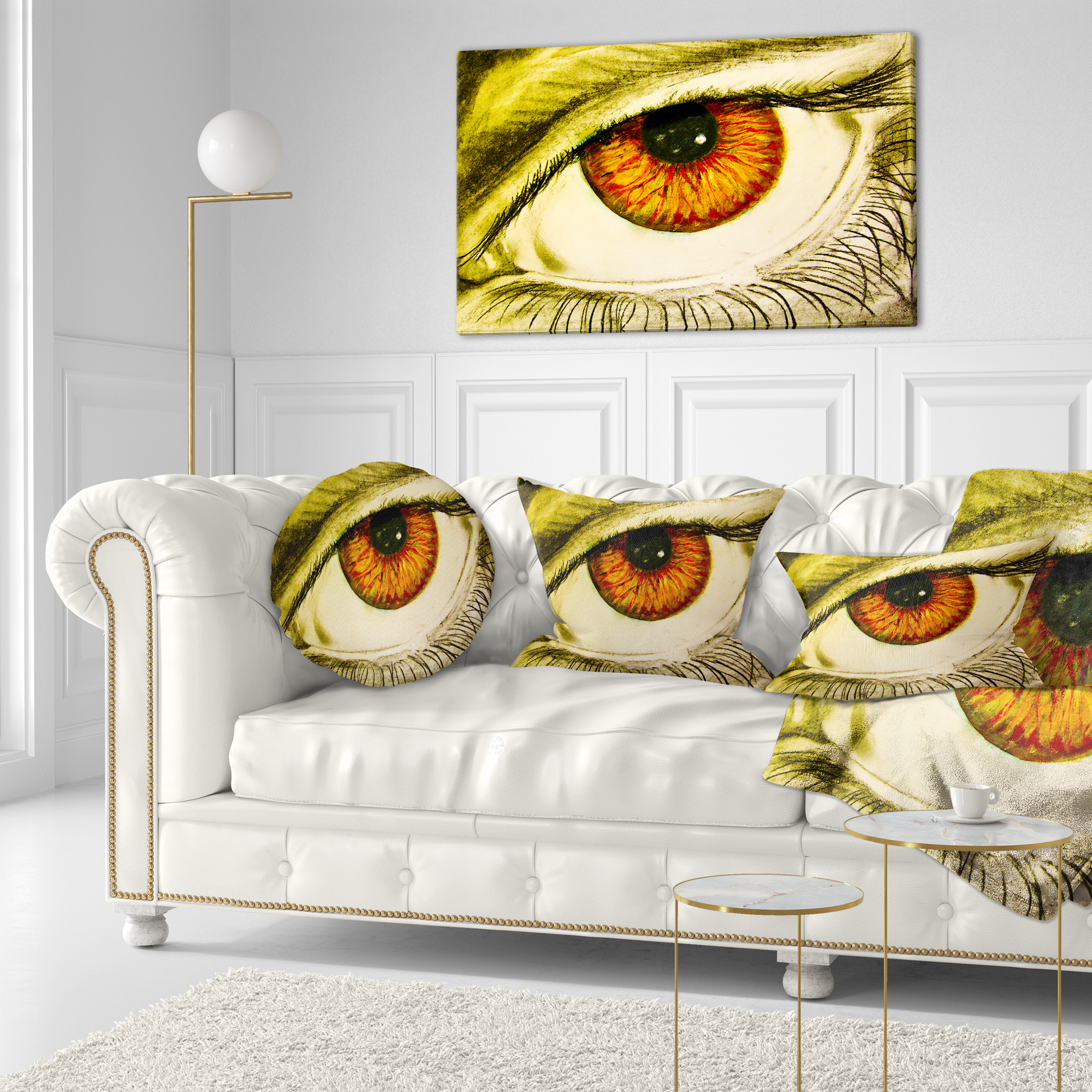 Designart Eye with Orange Pupil - Contemporary Painting Throw Pillow - 12x20