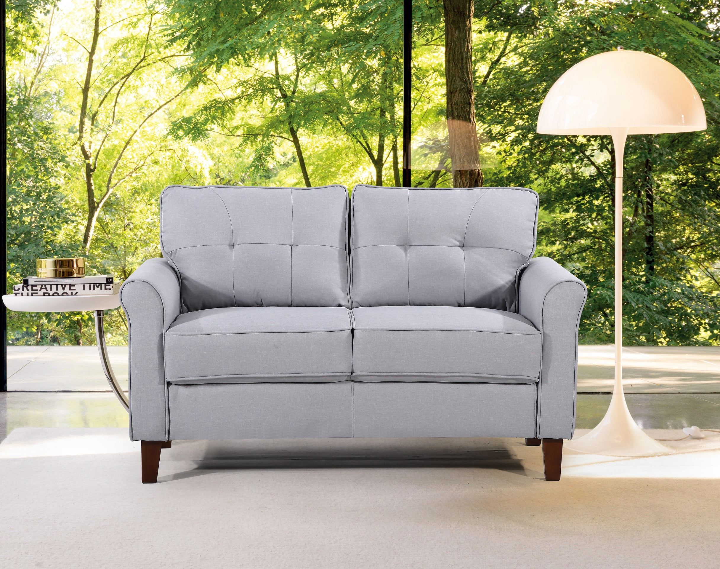 Uspridefurniture Mcnaboe 54.53'' Linen Flared Arm Loveseat, Light Gray