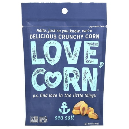 Love Corn Crunchy Corn, Sea Salt, 1.6 oz (45 g)
