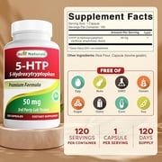 Best Naturals 5-HTP 50 mg Gluten-Free Amino Acid Supplements, 120 Count