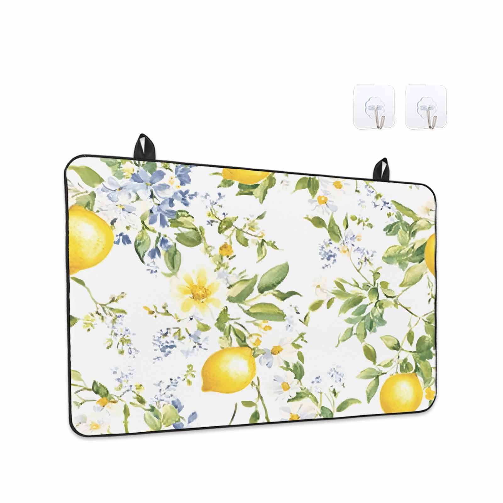 Summer Lemon Stove Top Cover for Electric Stove, Heat-proof & Non Slip Glass Top Stove Cover Protector, Watercolor Yellow Spring Floral Botanical Kitchen Flat Cooktop Rubber Mat 24x21 Inches