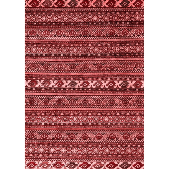 Ahgly Company Machine Washable Indoor Rectangle Oriental Red Modern Area Rugs, 4' x 6'