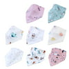 LuMengYi Baby Bandana Drool Bibs Pure Cotton 8 Pack Triangle Soft Absorbent 2 Layers Adjustable Button Small Animals for Home Life Travel Gift for Infant Toddler
