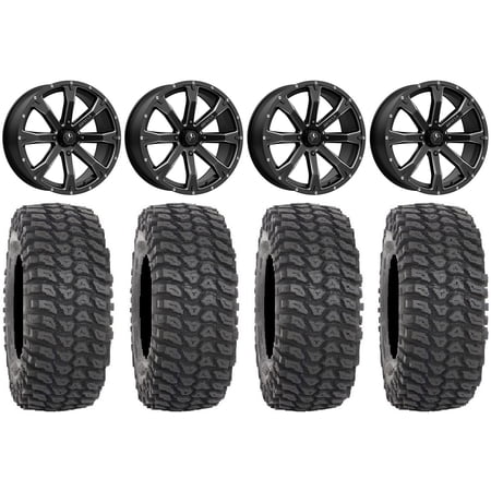 MSA Bounty 18 Wheels Black 36 XCR350 Tires Can-Am Commander Maverick Renegade Outlander Defender