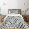 thumbnail image 3 of Ambesonne Geometric Quilted Bedspread Set 2 Pcs, Vintage Tree Nature Art, Twin Size, Dark Blue and Cream, 3 of 6