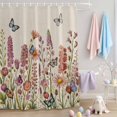 thumbnail image 2 of Shower Curtain Purple Lavender Butterfly Shower Curtains for Bathroom Decor, Waterproof Polyester Shower Curtain Set with Hooks, Small Stall Size 36" x 72" Vintage Floral Linen Texture, 2 of 9