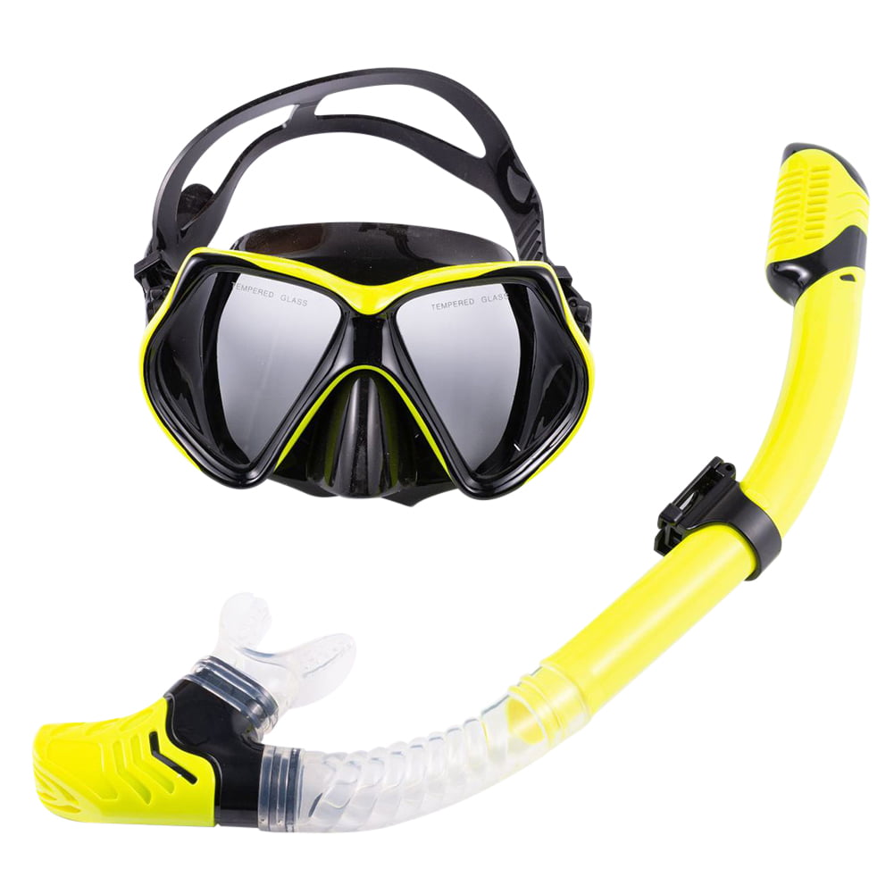 Underwater Diving Mask Snorkel Silicone Anti-Fog Tempered Glass For Adult 