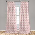 thumbnail image 5 of Ambesonne Animal Curtains, Dots Hearts Checkered, Pair of 28"x63", Pistachio Green Pink, 5 of 5