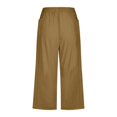 thumbnail image 6 of TRUBKH Cotton Linen Pants Plain Drawstring Trousers Tapered Pants Elastic Waist Wide Leg Linen Pants Paperbag Pant Beach Pants for Women Palazzo Pants Floral Belt Pants Flowy Gauze Khaki S, 6 of 7