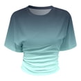 thumbnail image 4 of TrendOFT Ruched Shirts for Women Gradient Color Crew Neck Half Sleeve Summer 2026 Casual Cinched Waist Crop Tops Green XXXXL, 4 of 4