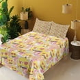 thumbnail image 2 of Ambesonne Emoji Fitted & Top Sheet Set with Shams, Garden Flowers Love Writing, White Mustard and Dried Rose, 2 of 5