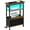 Rustic Brown, variant on Narrow Side Table with Charging Station and LED Light, Slim Bedside Table for Bedroom, Rustic Brown