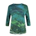 thumbnail image 4 of USSUMA T-Shirts for Women Trendy,Women's 3/4 Sleeve Shirts Sunflower Print Round Neck Loose Tops Comfy Soft Blouses Summer Casual Pullover, 4 of 5