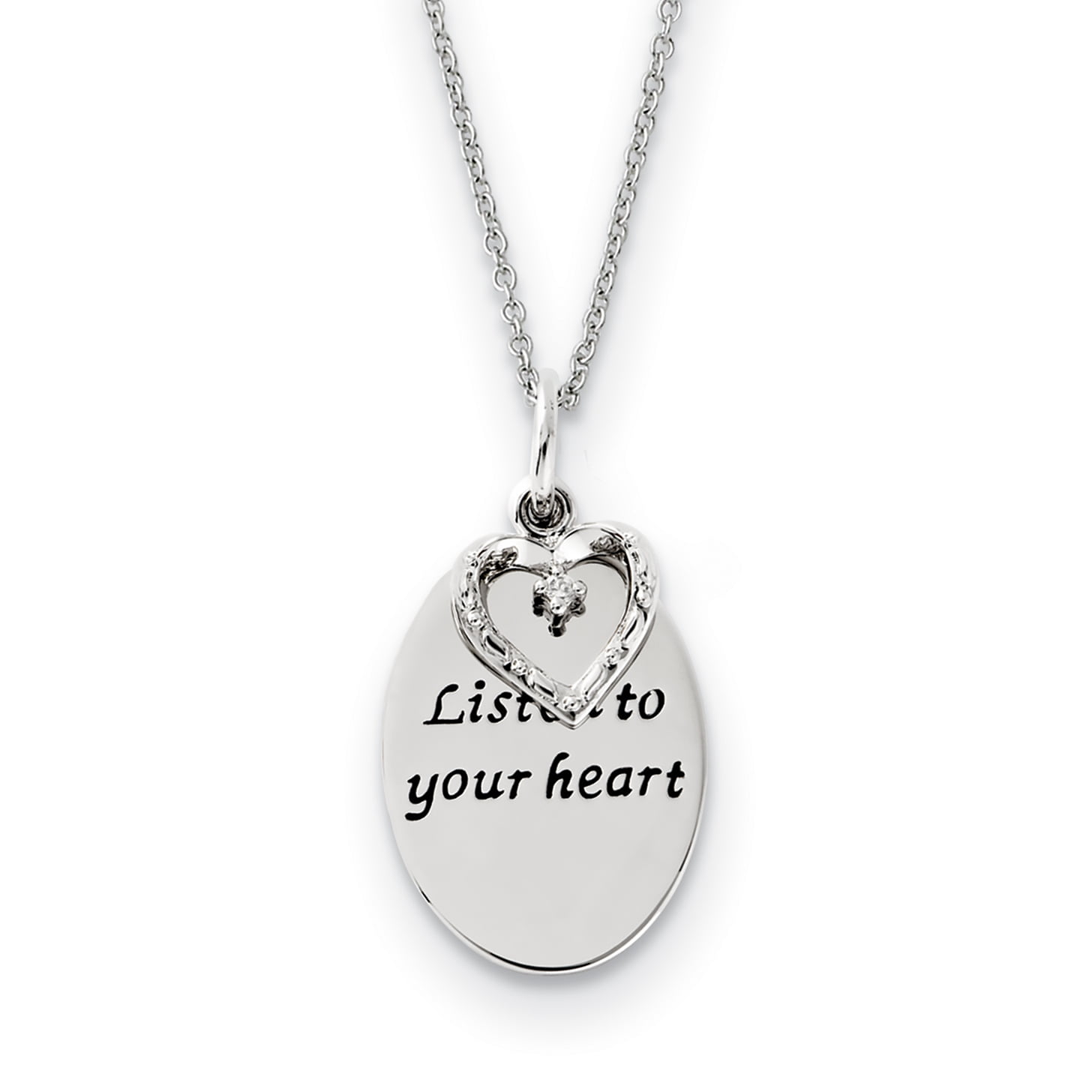 Saris and Things 925 Sterling Silver Womens Cubic Zirconia CZ 2 Two Blue Stone Heart Charm Pendant