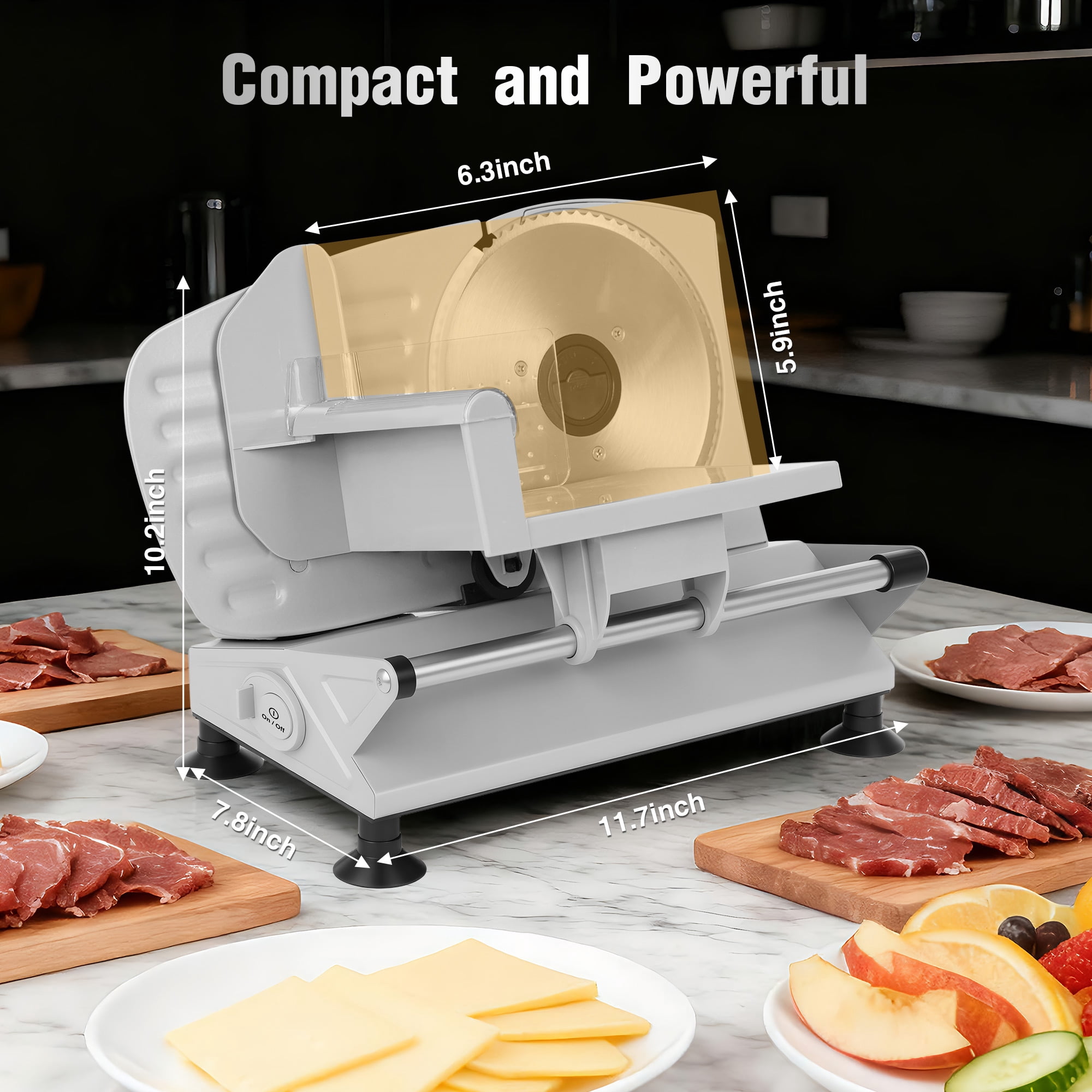 調理器具 MEAT SLICER Electric Meat Slicer 150W, Food Slicer with 2 Removable Stainless