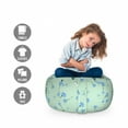thumbnail image 2 of Floral Storage Toy Bag Chair, Cornflowers Field in Flourish Butterflies Flying Pastel Bloom Buds, Stuffed Animal Organizer Washable Bag, Small Size, Mint Green Azure Blue, by Ambesonne, 2 of 3