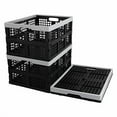 thumbnail image 2 of Kekow Panier de Rangement Pliable en Plastique Noir de 28 L, Lot de 3 Caisses Pliantes de Rangement, 2 of 4