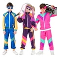 thumbnail image 2 of Disfraz de hippie de fantasía de los años 80 y 90 para niños, disfraz de fiesta de discoteca, ropa de carnaval para niños y niñas, ropa de rock vintage de hip-hop, 2 of 5