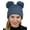 Dark Denim, variant on C.C 2 Ear Pom Pom Cable Knit Soft Stretch Cuff Skully Beanie Hat, Black