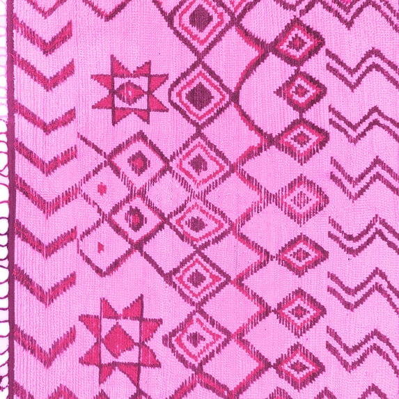 Ahgly Company Indoor Square Solid Pink Modern Area Rugs, 4' Square