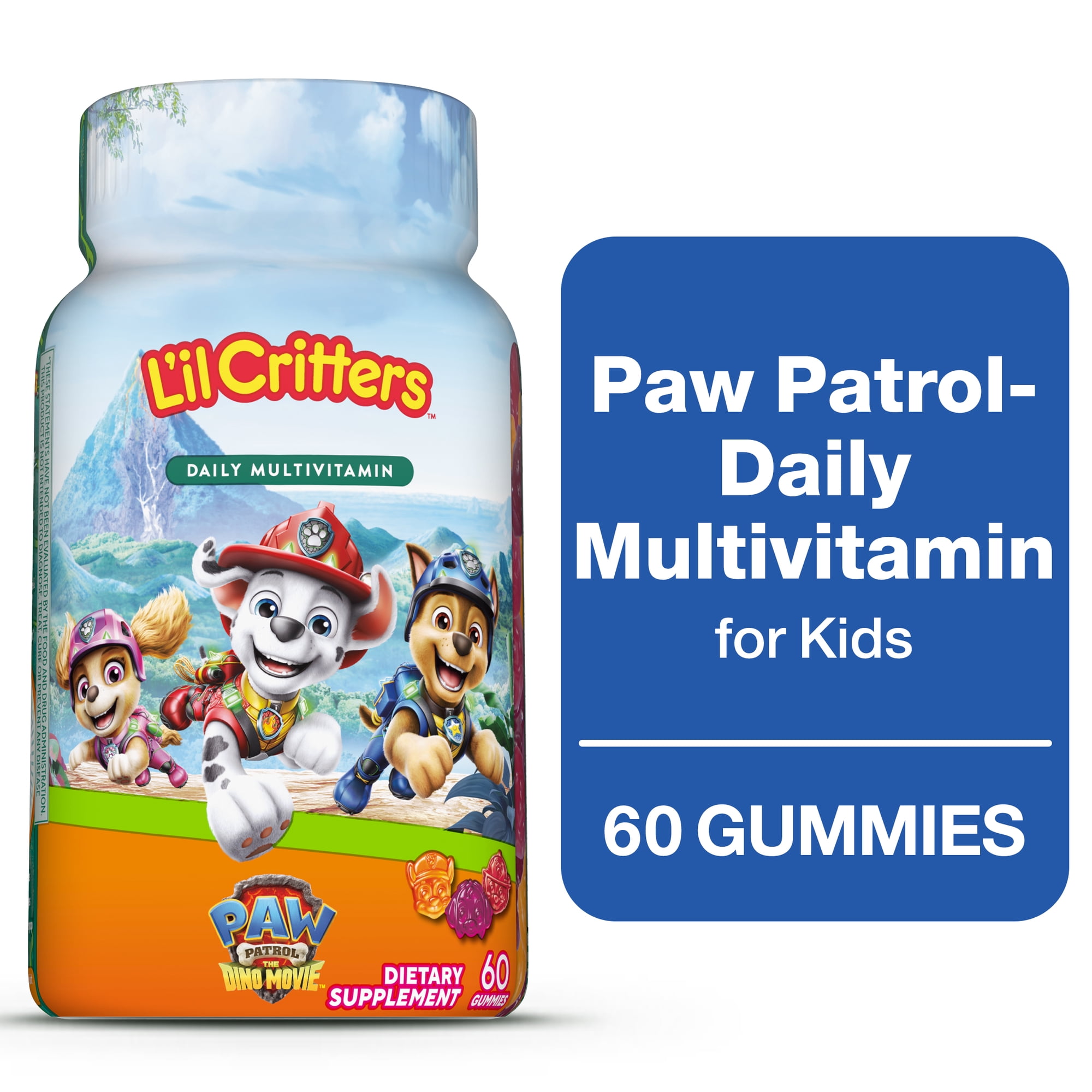 L’il Critters Paw Patrol Childrens Multivitamin Gummies for Childrens Health, Mixed Fruit, 60 Count