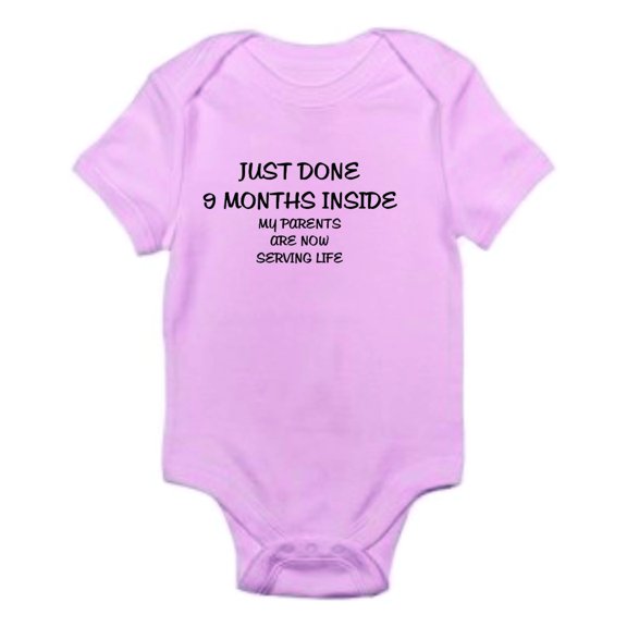 Design With Vinyl Funny Baby Onesie - Just Done 9 Months - Shortsleeve Baby to Toddler