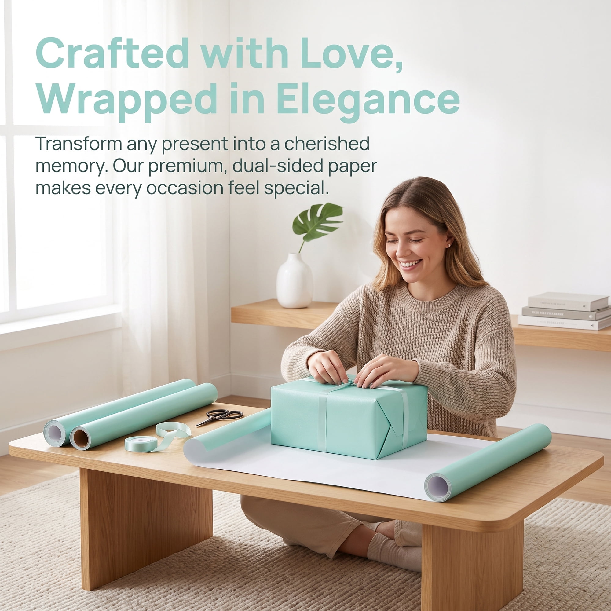 Unique Bargains 3Pcs Heavyweight Matte Gift Wrapping Paper Sky Blue 27.6" x 19.7"
