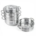 thumbnail image 6 of STPgoods 3-Tier Stainless Steel Steamer Pot with Glass Lid 12.68 Qt (12 L) Dumpling Steamer Pot Multi-Layer Cookware Pot, 6 of 9