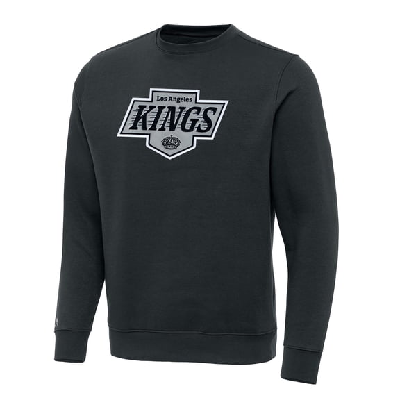 Men's Antigua Charcoal Los Angeles Kings Victory Crewneck Pullover Sweatshirt