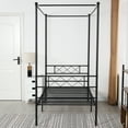 thumbnail image 3 of VECELO Modern Metal Storage Canopy Bed, Twin, Black, 3 of 8