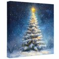 thumbnail image 2 of Ships Next Day Canvas Wall Art 10"x10", Blue Christmas Tree Wood Framed Canvas Print Painting, Xmas Snowflake Star Ready to Hang Small Picture Wall Decor for Home Kitchen Nursery Office, 2 of 9