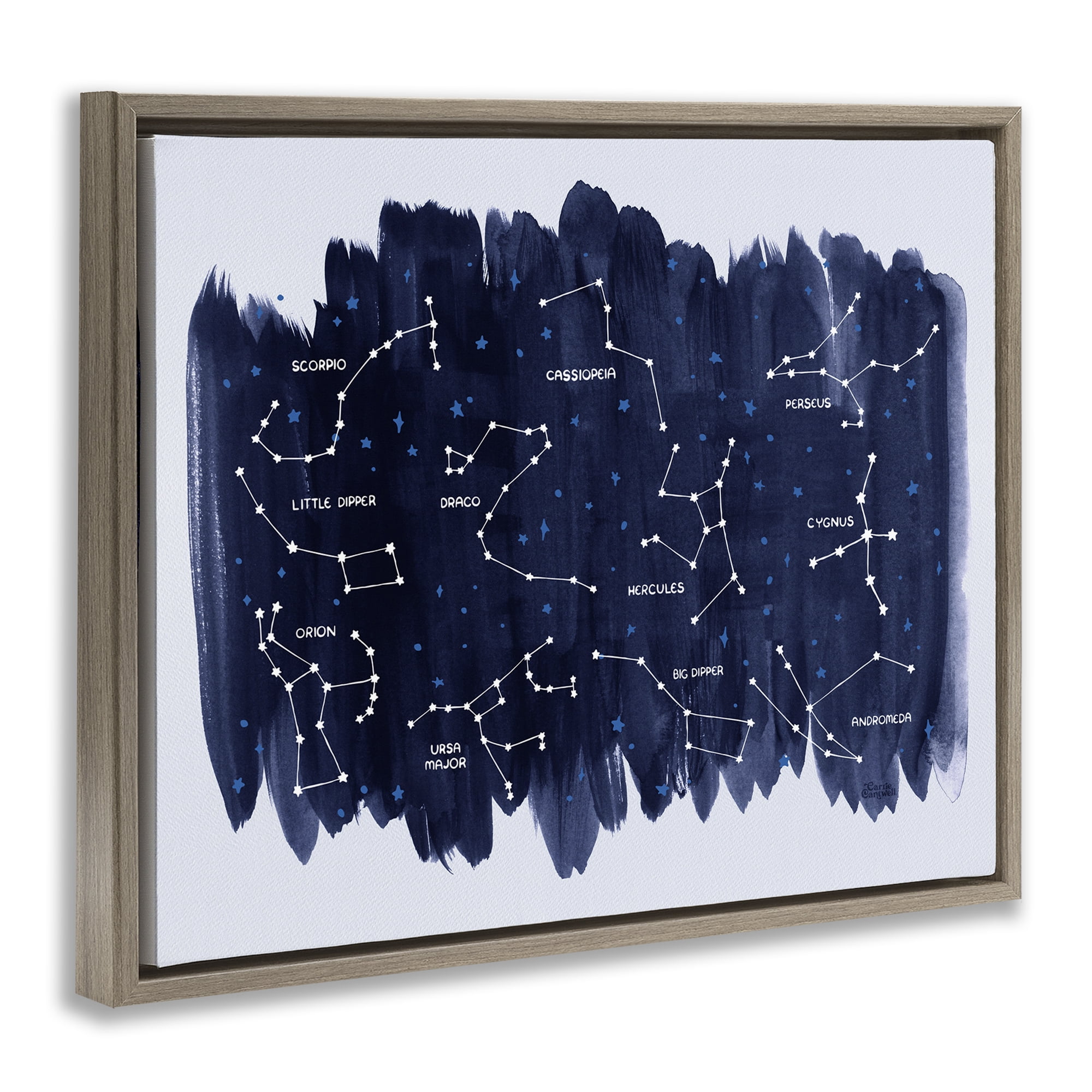 Stupell Industries Constellations on Blue Animals & Insects Painting Brown Floater Framed Art Print Wall Art, 31 x 25