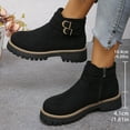 thumbnail image 3 of Womens Platform Ankle Boots Trendy Suede Lug Sole Chunky Heel Zipper Chelsea Booties Winter Fall Short Dressy Booties, 3 of 6