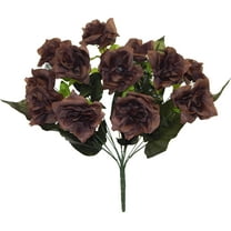Espresso Brown Rose with Gypsophila 21in Artificial Polysilk Faux Fake Flower Bush for Craft Home Garden Outdoor Bouquet Arrangement Ceremony Wedding Arch Floral Wall Aisle Decor (Chocolate, Set of 3)