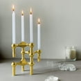 thumbnail image 3 of Candle Holder Set - Decorative Candle Stick Candle Holders - Modern Decor for Dining Table , Living Room Coffee Table , Or Shelf - Minimalist Candelabra for 3 Taper Candles (Gold), 3 of 6