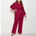 thumbnail image 5 of Stretchy Jeans for Women Wide Leg MIUOWANP Womens Fashion Solid Casual V-Neck Long Sleeve Suspender Long Jumpsuit Red XXXXL, 5 of 5