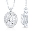 thumbnail image 3 of Rosec Jewels Oval Shape Moissanite Halo Pendant for Women - D-VS1 Grade, 925 Sterling Silver, 3 of 6