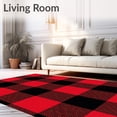 thumbnail image 2 of ODIKA 6'x9' Machine Washable Non-Slip Area Rug, Inspired Buffalo Anti Slip Festive Accent Textile High Traffic Rug, Red, 615166, 2 of 7