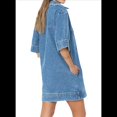thumbnail image 3 of Vestido Vaquero Mini Informal de Verano para Mujer con Cuello en V y Bolsillos, Color Azul , Talla L, 3 of 6