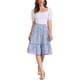 thumbnail image 2 of FALDA MIDI FLUIDA CON VOLANTES FLORAL DE CINTURA ELÁSTICA PARA MUJERES CHIC INSPIRE EN AZUL CIELO XL, 2 of 6