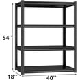 thumbnail image 2 of 40"W Metal Shelving, 4 TierBasement Storage Shelves, Adjustable Garage Shelf, 2000lb Tall Book Shelf for Basement, Warehouse, Pantry, Closet, Kitchen 54" H x 18" D-Black, 2 of 8