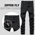 thumbnail image 2 of Pantalones a cuadros para hombre, estilo casual, elásticos, ajustados, pantalones chinos #2 Negro 38 #2 Negro 38 Xishao ropa, 2 of 2