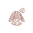 thumbnail image 1 of Seyurigaoka 2Pcs Baby Girls Knitted Sweater Romper Jumpsuit Fall Winter Clothes, 1 of 9