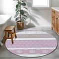 thumbnail image 4 of Farm Fruits Round Rug 3ft Washable Circle Entryway Rugs Non Slip Watermelon Lemons Peach Pink Grey Striped Area Rug Indoor Floor Carpet for Bedroom Kitchen Living Room Home Office Dining Room Nursery, 4 of 8