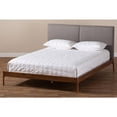thumbnail image 5 of Baxton Studio Aveneil Mid-Century Modern Grey Fabric Upholstered Walnut Finished Queen Size Platform Bed, 5 of 10
